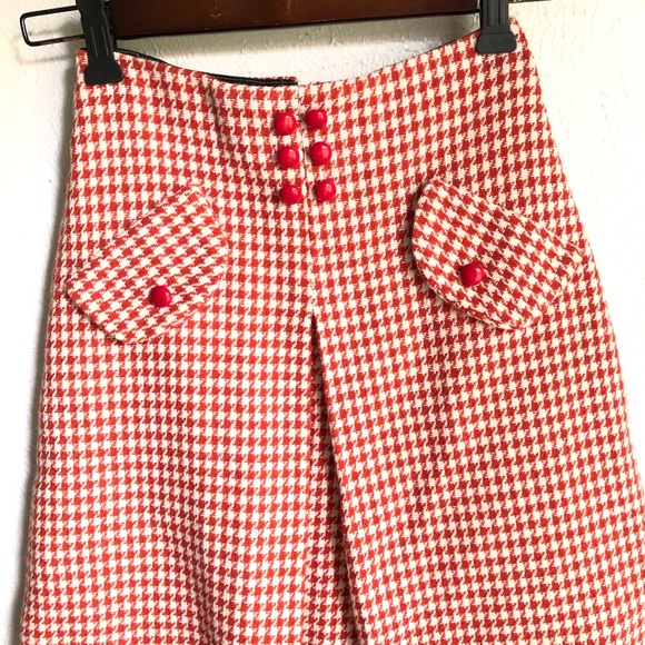 Vintage > 60’s Hippie Red and White Check Gingham Mini Skirt > 2 - Picture 4 of 9